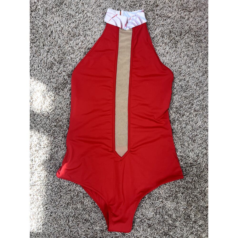 NWT Revel Rey Swimwear Red One Piece Swimsuit Size Medium